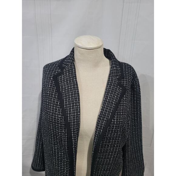Maggie Barnes SZ 20W Suit Jacket Open Front Tweed Black White NEW Business - Picture 2 of 10